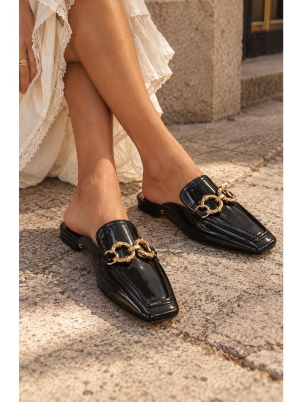 Circus NY by Sam Edelman Taryn Bit Mules Black 7 Faux Leather Old Money Quiet